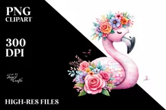Pastel Flamingo Sitting Clipart Product Image 1