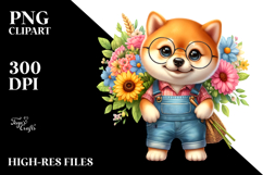 Excited Shiba Inu with Flower Bouquet Product Image 2
