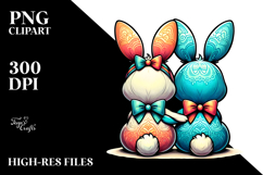 colorful Stylized Vintage Bunny, PNG Product Image 2
