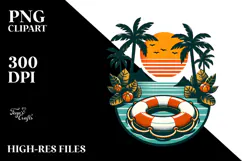 Retro Tropical Island Beach Buoy, PNG Product Image 2