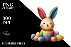 Colorful Bunny Made of Wood Splashy PNG Product Image 2