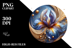 Abstract Iris with Golden Insertions PNG Product Image 2
