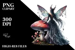 Gothic Fairy on Mushroom PNG Product Image 2