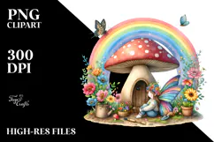 Colorful Fairy House Mushroom | Clipart Product Image 2