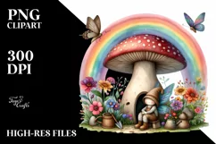 Colorful Fairy House Mushroom | Clipart Product Image 3