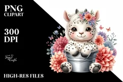 cute Baby Unicorn in Dahlia Frame | Sublimation | Clipart Product Image 1