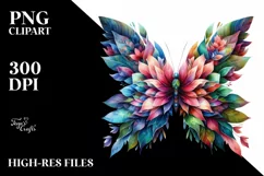 Abstract Vibrant Butterfly with Leaf Body PNG Product Image 1
