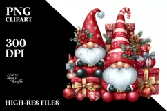Red Christmas Gnomes Ornaments PNG Product Image 1