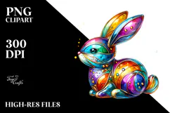 splashy Colorful Bunny Made of , PNG Product Image 2