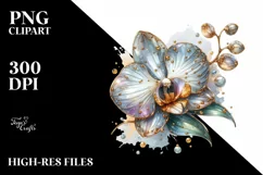 Detailed Shiny Orchid made of like Material | Watercolor Product Image 3