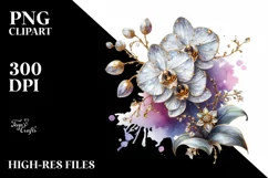 Detailed Shiny Orchid made of like Material | Watercolor Product Image 3