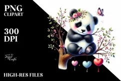 Adorned Panda on Tree Branch, High-Res PNG Product Image 2
