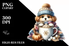 Dog with Hot Cocoa PNG Product Image 3