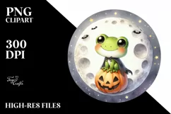 Cute Baby Frog on Moon, High-Quality PNG Product Image 1