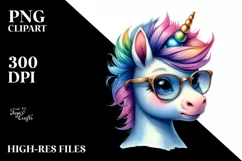 Cute Baby Unicorn Sitting PNG Product Image 2