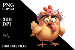 Whimsical Chicken with Flower Crown PNG Product Image 2