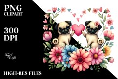 Doodled Flower Pug PNG Product Image 2