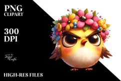 Bird with Flower Crown, Centered PNG Product Image 2