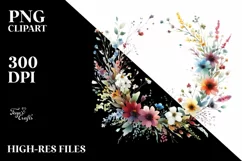 Colorful Abstract Wild Flower Wreath | Sublimation Clipart Product Image 3