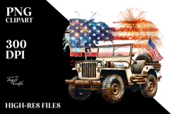 Vintage Dirty Jeep Watercolor PNG Product Image 2