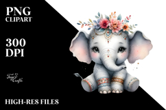 Adorned Baby Elephant PNG Product Image 2