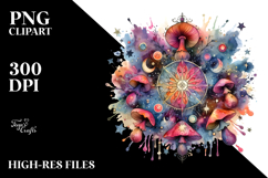 Vibrant Celestial Mushroom Tarot PNG Product Image 2