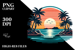 Retro Tropical Island Sunset PNG Product Image 2
