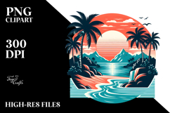 Retro Tropical Island Sunset, Transparent PNG Product Image 2