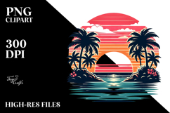 Retro Tropical Island Sunset,High-Quality PNG Product Image 2