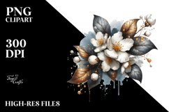 Shiny Golden Jasmine Watercolor Splash | Clipart Product Image 1