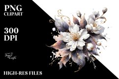 Shiny Golden Jasmine Watercolor Splash | Clipart Product Image 1