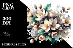 Shiny Golden Jasmine Watercolor Splash | Clipart Product Image 3