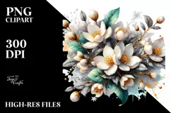Shiny Golden Jasmine Watercolor Splash | Clipart Product Image 3