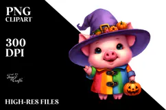 Cute Baby Pig Dressed for Halloween PNG Product Image 2