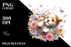 Colorful Baby Dog Spring Petals | Sublimation Clipart Product Image 3