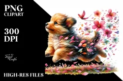 Colorful Baby Dog Spring Petals | Sublimation Clipart Product Image 1