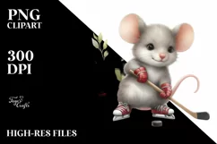 Cute Baby Mouse Hockey | Sublimation Clipart Product Image 1