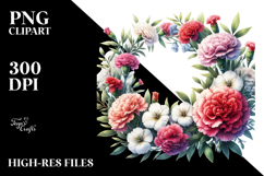 Vibrant Carnation Wreath | Clipart Product Image 2