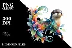 Abstract Vibrant Otter with Leaf Body PNG Product Image 3