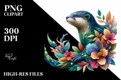 Abstract Vibrant Otter with Leaf Body PNG Product Image 3