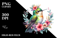 Vibrant Baby Hummingbird with Wreath Clipart Product Image 2