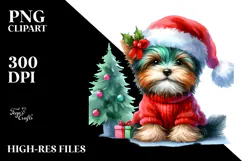 Cute Vibrant Santa Hat Christmas Scene PNG Product Image 2
