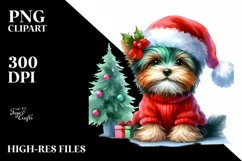 Cute Vibrant Santa Hat Christmas Scene PNG Product Image 1