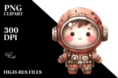 Washed Watercolor Astronaut Girl | Clipart Product Image 2