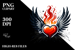 Red Paintbrush Heart with Wings PNG Product Image 2