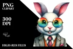Funny Cute Bunny Wearing Retro es | Clipart Product Image 1