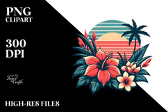 Retro Tropical Flower Sunset, 20 oz Tumbler Product Image 2