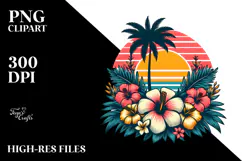 Retro Tropical Flower Sunset, 20 oz Tumbler Product Image 2