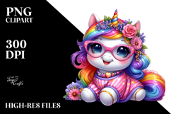 Cute Baby Unicorn Smiling PNG Product Image 2