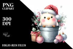 Pastel Cute Chiken with Santa Hat PNG Product Image 2